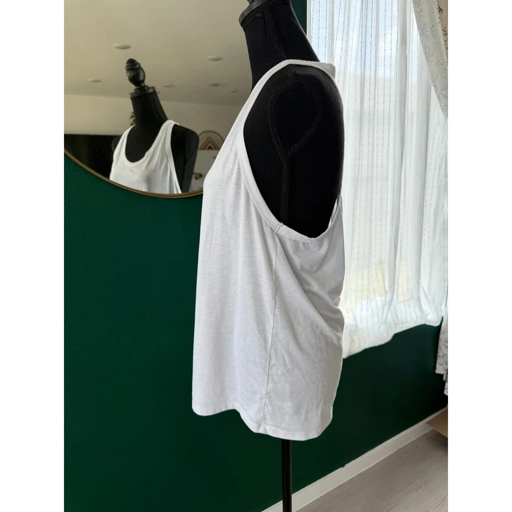 Alo Yoga Womens White Racerback Tank Top Athletic Gym Workout Scoop Neck Lined